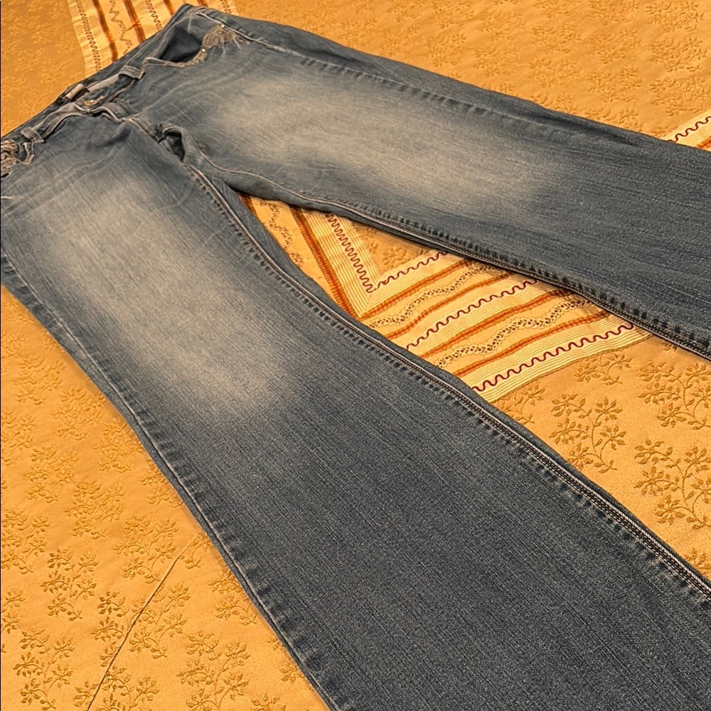 White House Black Market Boot Leg Jeans, fancy detail pockets, cotton blend, 10R